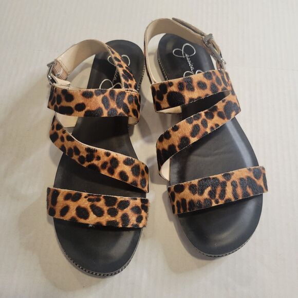 Jessica Simpson Braelyn Flat leopard print sandal with rhinestone trim sz. 7 - Picture 2 of 8